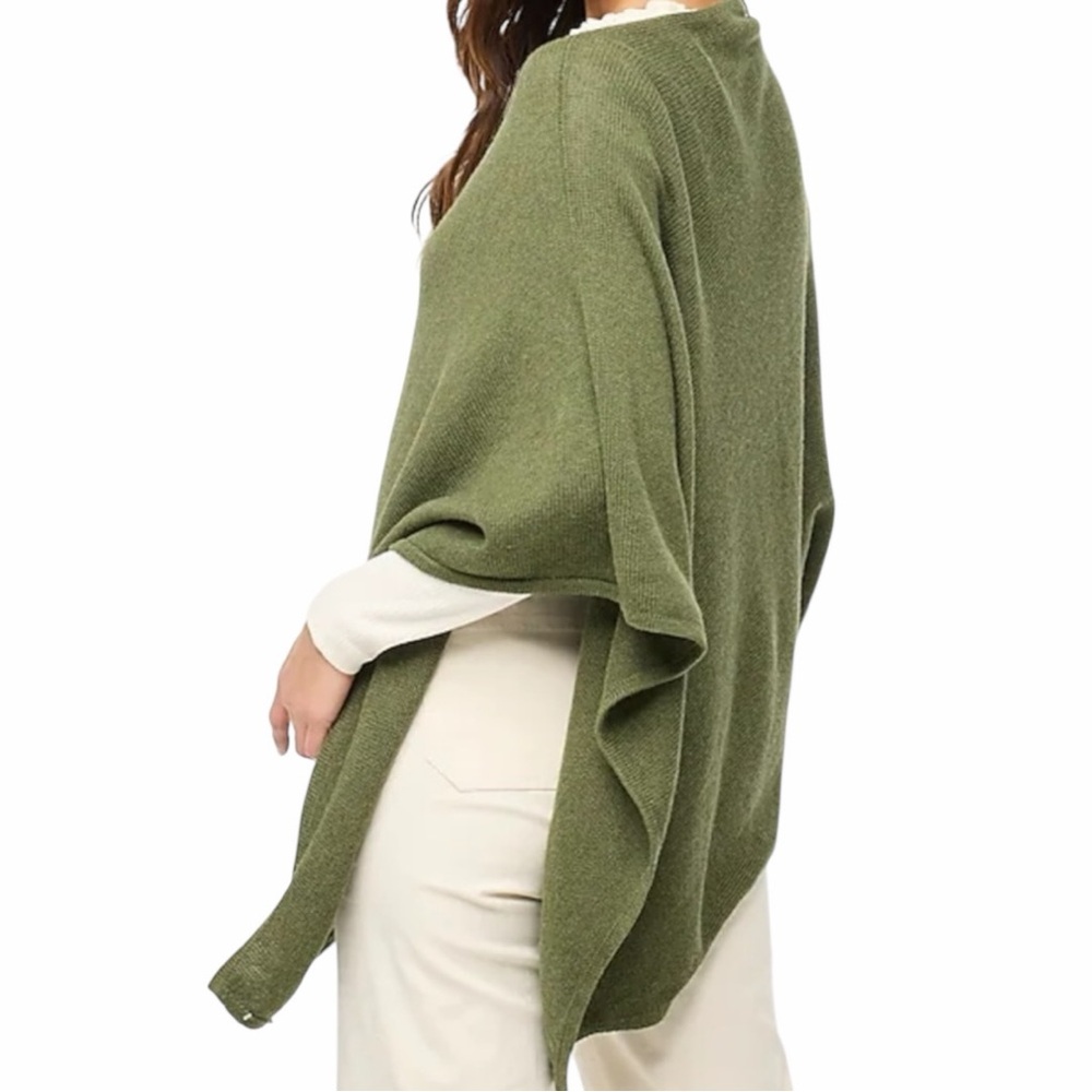 NWT J. Crew Cotton-Blend Triangle Sweater Poncho - Tyrol/OS - Picture 4 of 10